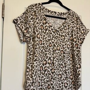 Cupio Brown and Cream Animal Print Relaxed T-Shirt